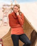 Marken-Strickponcho rostrot