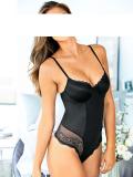 Marken-String-Body mit Spitze schwarz