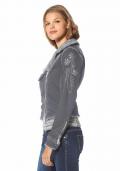 Marken-Sweatjacke mit Strass grau