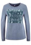 Marken-Sweatshirt mit Pailletten rauchblau