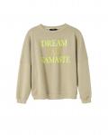 Marken-Sweatshirt mitWordingprint und Strass beige