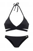 Marken-Triangel-Bikini schwarz C/D-Cup