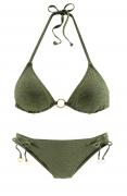 Marken-Triangelbikini oliv-gold A/B-Cup