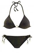 Marken-Triangelbikini schwarz-gold C/D-Cup