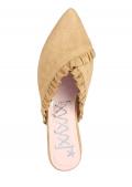 Marken-Veloursleder-Sabot beige