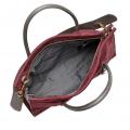 Marken-Veloursleder-Shopper weinrot-grau