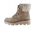 Marken-Veloursleder-Stiefelette mit Webpelz beige