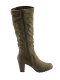 Marken-Velourslederimitatstiefel oliv