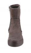 Marken-Velourslederstiefelette mit Nieten grau