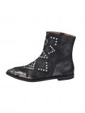 Marken-Velourslederstiefelette schwarz-metallic