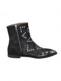 Marken-Velourslederstiefelette schwarz-metallic