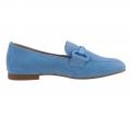 Marken-Ziegen-Veloursleder-Slipper hellblau