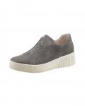 Marken-Ziegen-Veloursleder-Slipper mit Strass grau Gr. 36
