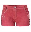 Marken-Ziegenveloursleder-Shorts koralle