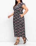 Maxi-Jerseykleid  mitBlumenprint schwarz