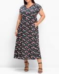 Maxi-Jerseykleid  mitBlumenprint schwarz