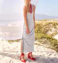 Maxi-Shirtkleid grau-melange-offwhite