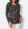 Merino-Kaschmir-Pullover graphit-flieder-bedruckt