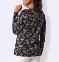 Merino-Kaschmir-Pullover graphit-flieder-bedruckt