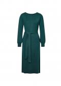 Merino-Strickkleid mit Bindegürtel petrol