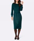Merino-Strickkleid mit Bindegürtel petrol