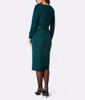 Merino-Strickkleid mit Bindegürtel petrol