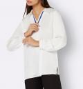 Modal-Bluse mit Kontrast-Akzenten ecru-royalblau