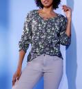 Modal-Druckbluse graphit-flieder