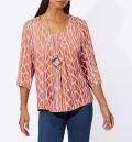 Modal-Druckbluse papaya-hellblau