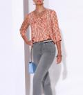Modal-Druckbluse papaya-hellblau