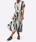 Modal-Kleid ecru-schwarz-oliv