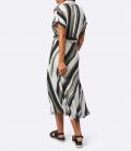 Modal-Kleid ecru-schwarz-oliv