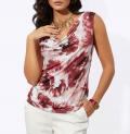 Modal-Shirttop mit Wasserfall-Ausschnitt puder-dunkelrot