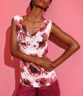 Modal-Shirttop mit Wasserfall-Ausschnitt puder-dunkelrot