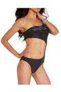 Monokini mit Perlen schwarz Größe 44