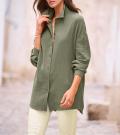 Musselin-Hemdbluse mitPailletten-Applikation khaki