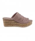 Nappaleder-Pantolette mit Lochmuster altrosa