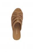 Nappaleder-Pantolette mit Lochmuster camel