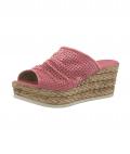 Nappaleder-Pantolette mit Lochmuster himbeere