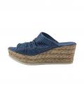 Nappaleder-Pantolette mit Lochmuster jeansblau