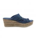 Nappaleder-Pantolette mit Lochmuster jeansblau