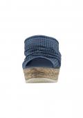 Nappaleder-Pantolette mit Lochmuster jeansblau