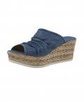 Nappaleder-Pantolette mit Lochmuster jeansblau