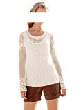 Netzshirt mit Perlen creme Gr. 36