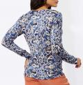 Ornamentik-Druckpullover ecru-marine