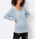Oversized-Ajourpullover hellblau