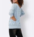 Oversized-Ajourpullover hellblau