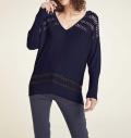 Oversized-Ausbrenner-Pullover nachtblau