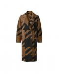 Oversized-Strickmantel mit Muster cognac-schwarz