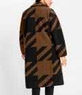 Oversized-Strickmantel mit Muster cognac-schwarz